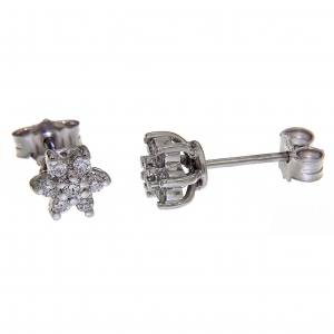Orecchini Fiore con Diamanti CT 0.26 Linea Lisa