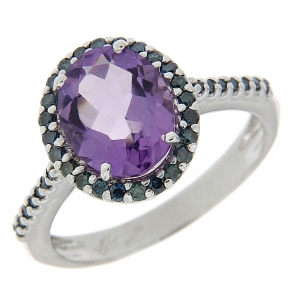 Anello con Ametista e Diamanti blu Linea Iole