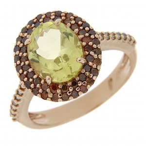 Anello con Quarzo Lemon e Diamanti cognac e brown Linea Iole