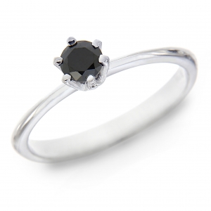Anello Solitario con Diamante Nero CT 0.30 Linea Emily